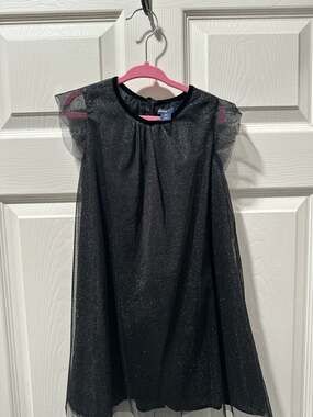 babyGap Girls Black Shimmer Glitter Tulle Flutter Sleeve Party Dress